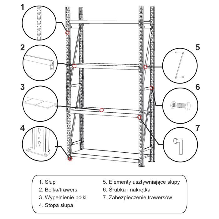 Regał magazynowy 5-półkowy FORTIS LIGHT 200x585x50 cm zestaw 3 moduły