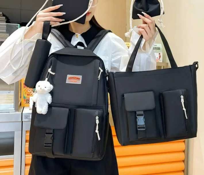 Городской, молодежный рюкзак Портфель для школы Ранец - набор черный