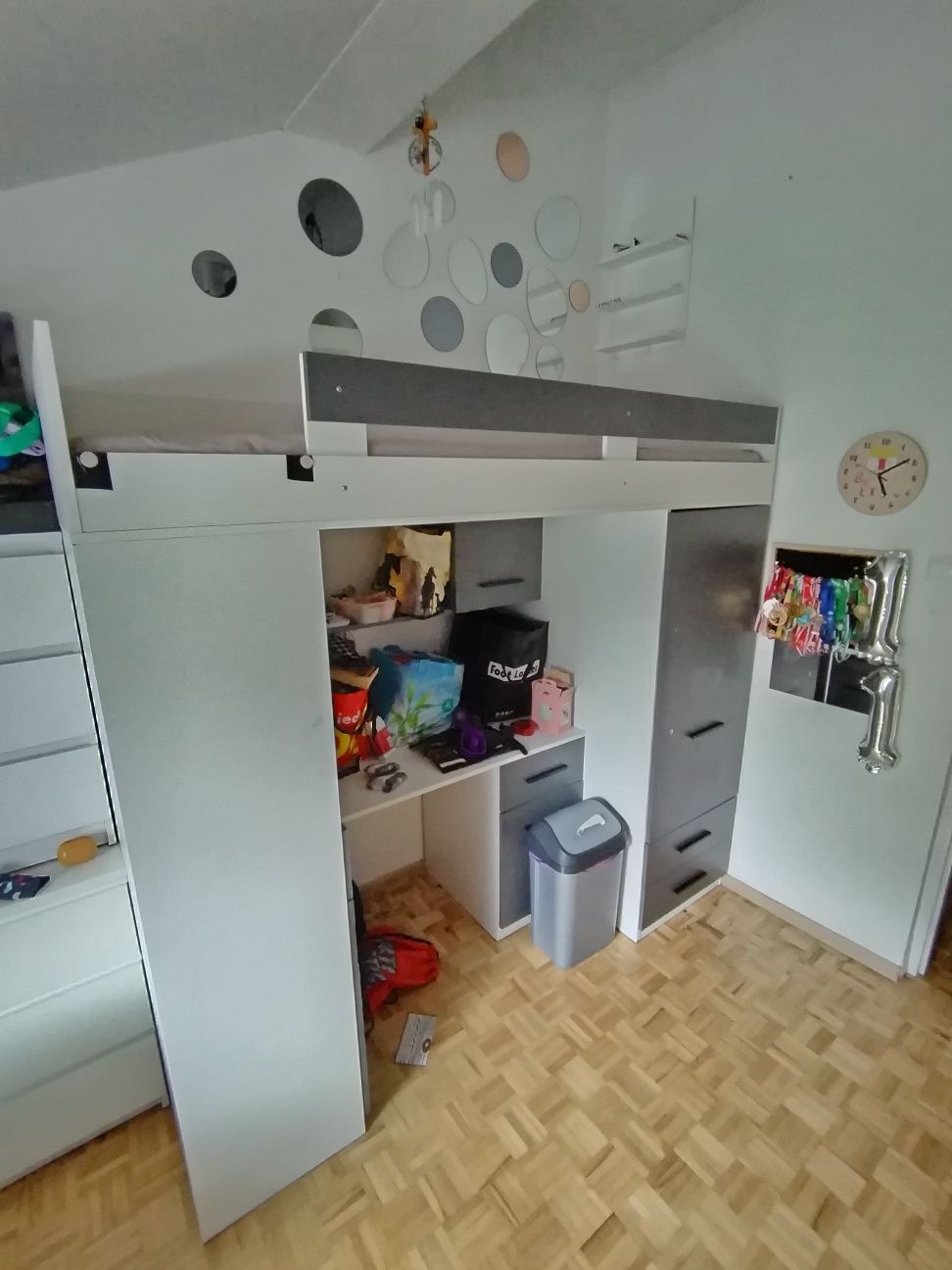 Łóżko  Smyk piętrowe z biurkiem i szafą 205x80wysokosc188
