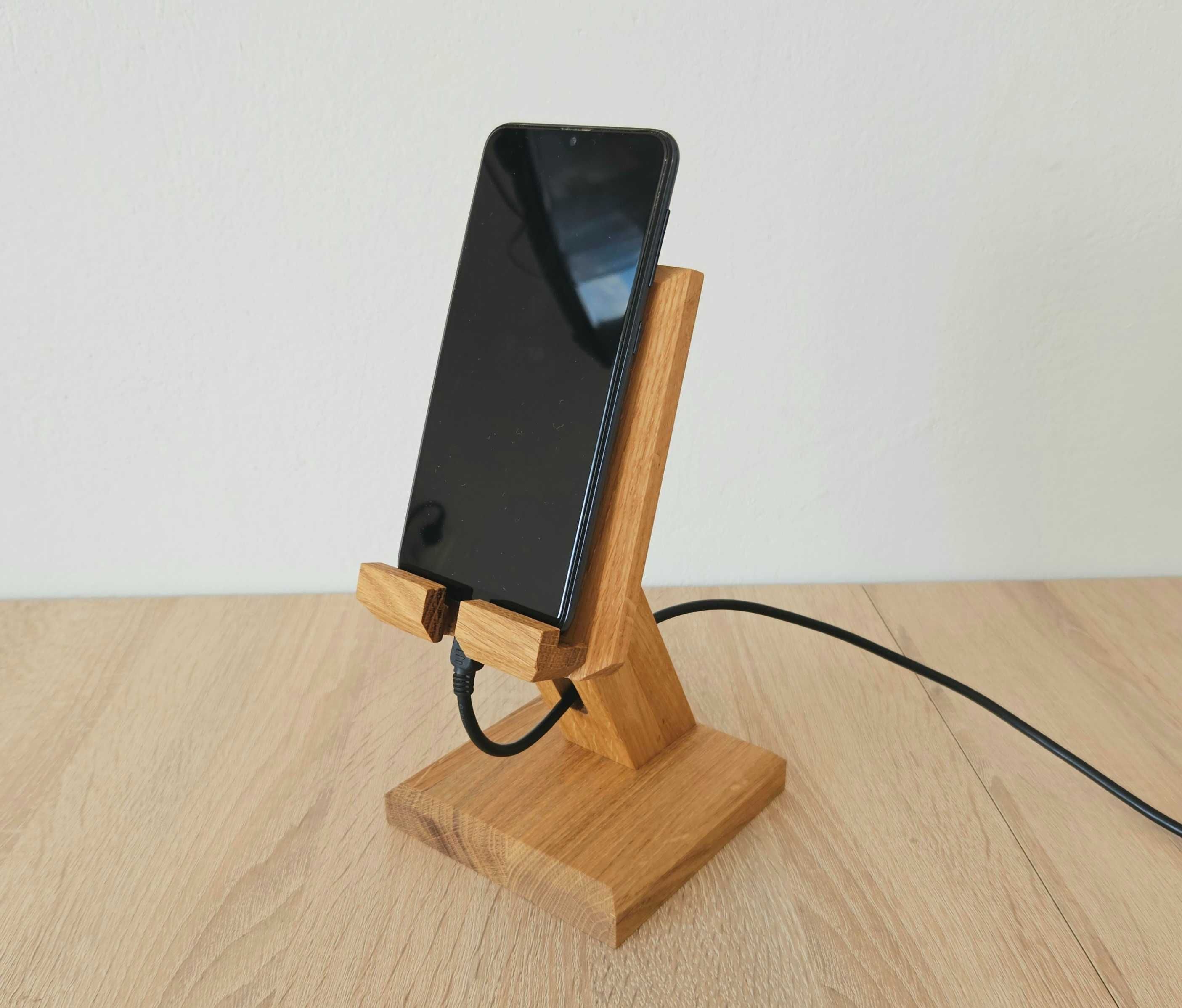 Stojak podstawka na telefon tablet z drewna dębowy solidny Olej v1.5 J