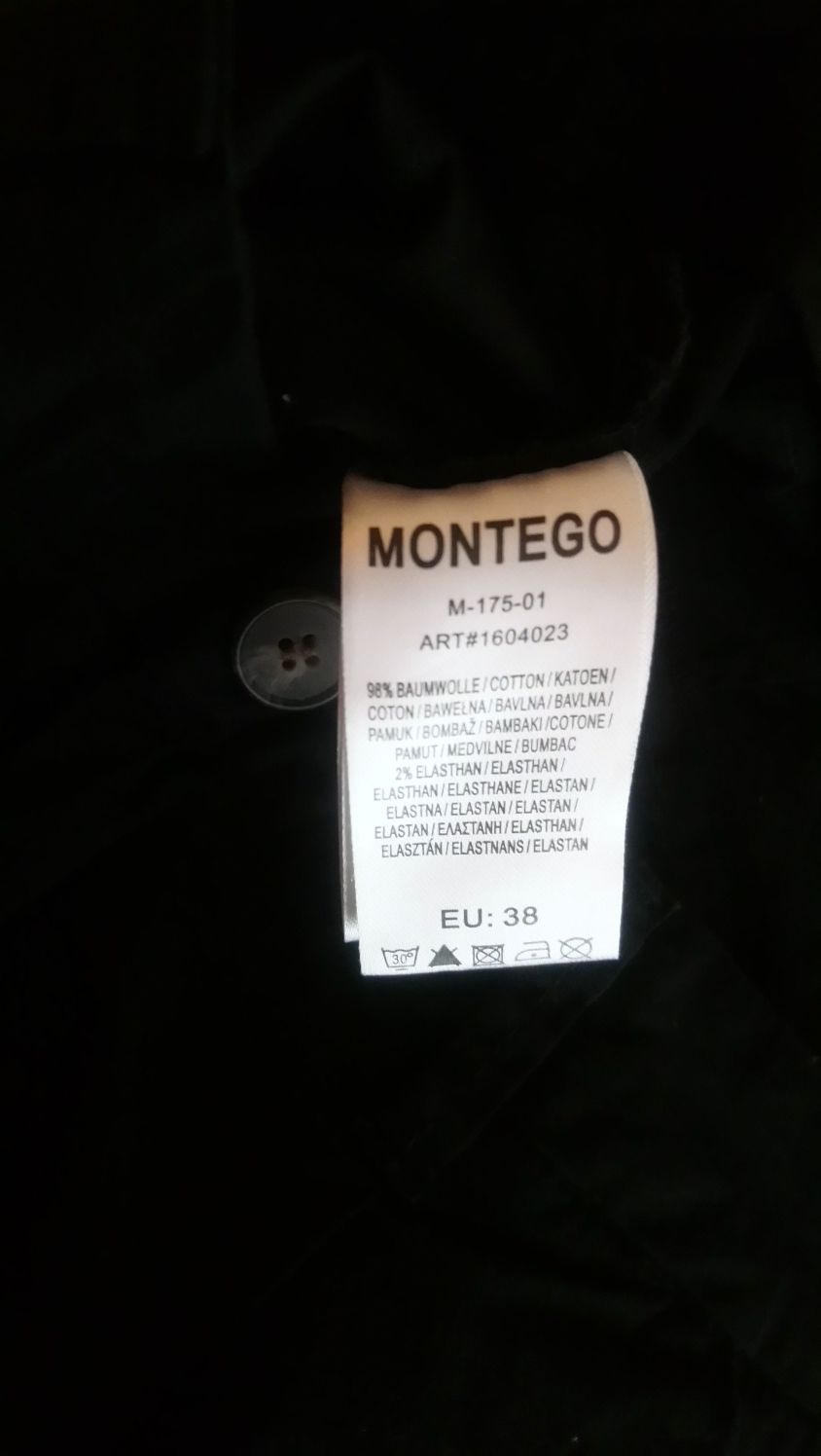 Czarne markowe materiałowe spodnie Montego 38/M 98%bawełna