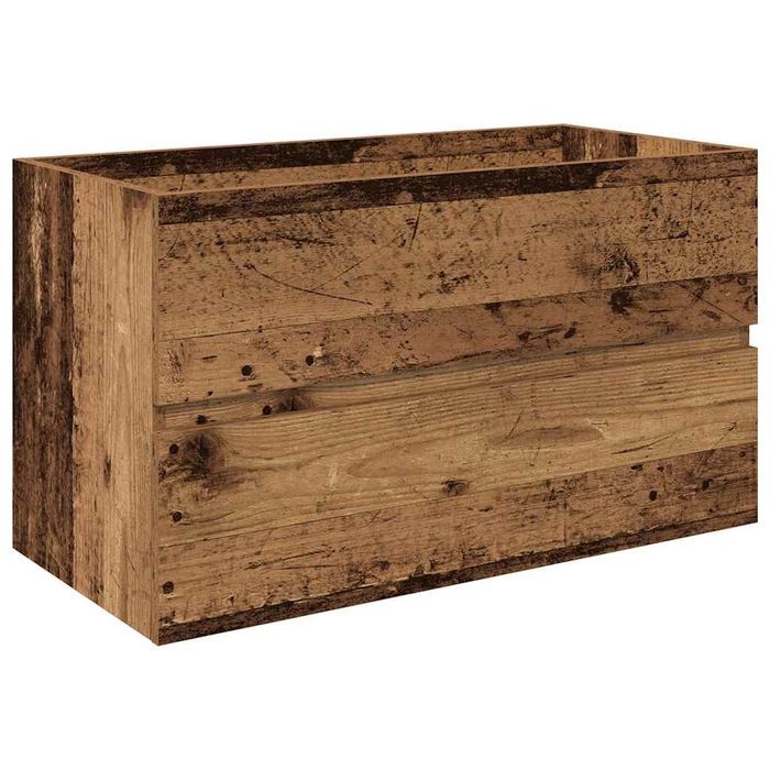 vidaXL Szafka pod umywalkę z wbudowaną umywalką i baterią Stare drewno