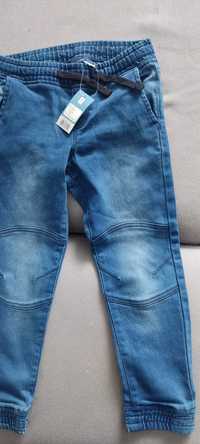 Joggery spodnie wygodne 134 nowe jeansowe jeansy