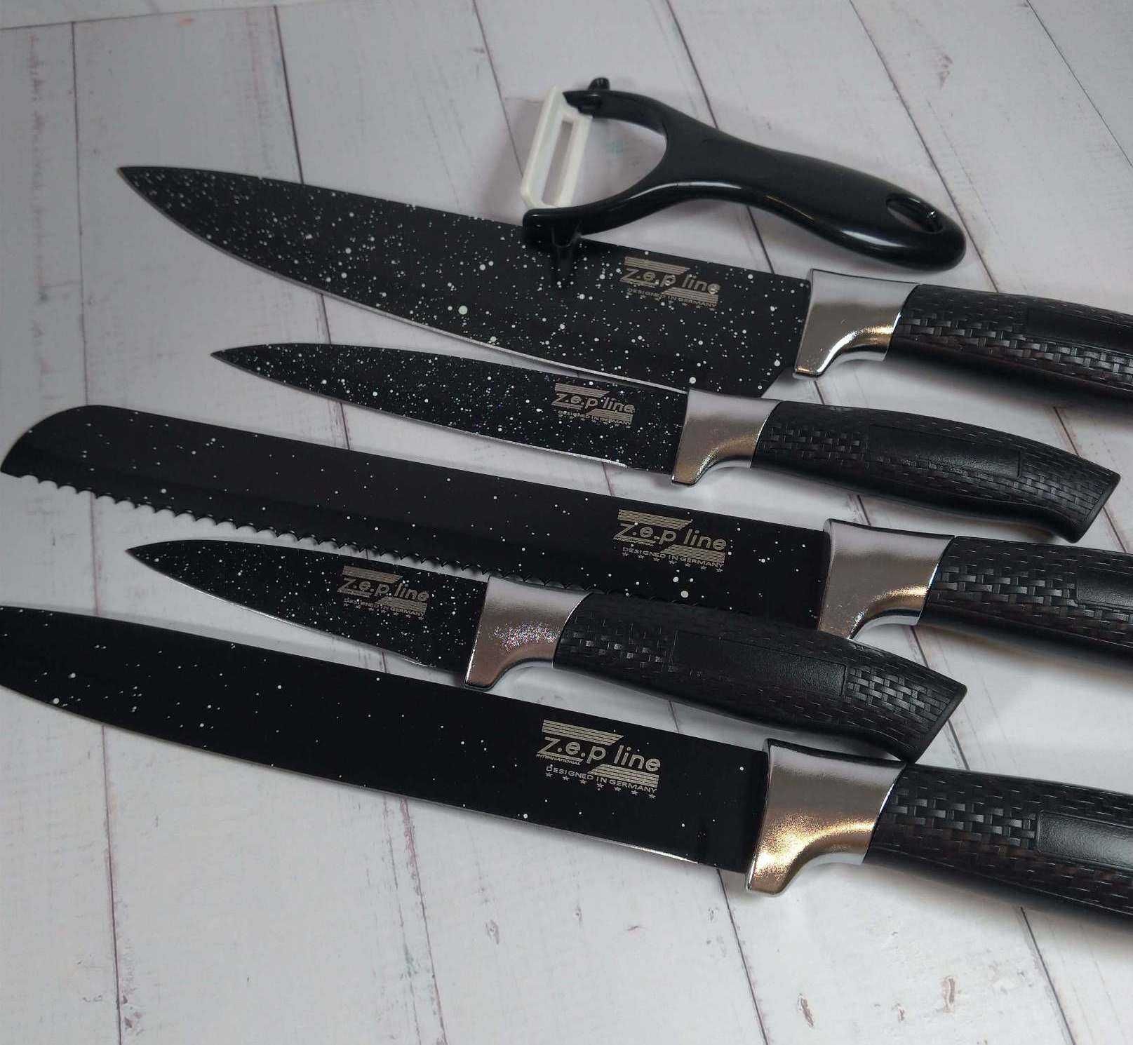 Набор кухонных ножей на подставке нержавейка 7 элементов
