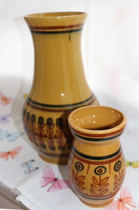 Wazony ceramiczne, dwie sztuki, komplet, PRL
