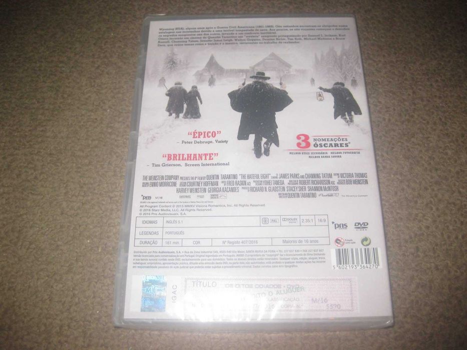 DVD "Os Oito Odiados" de Quentin Tarantino/Selado!
