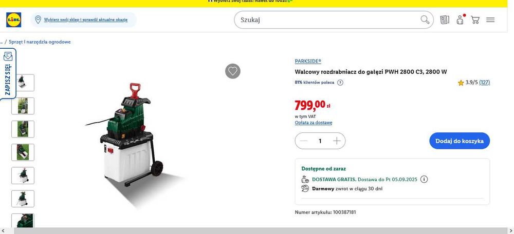 PARKSIDE Rozdrabniacz walcowy PWH 2800 C3, 2800 W
