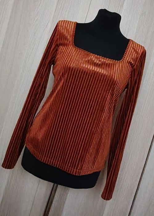 Karmelowa bluzka damska welurowa L