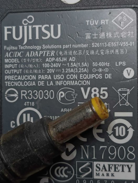 Зарядне блок живлення до ноутбука FUJITSU 20V 3.25A 65W (5.5×2.5mm)