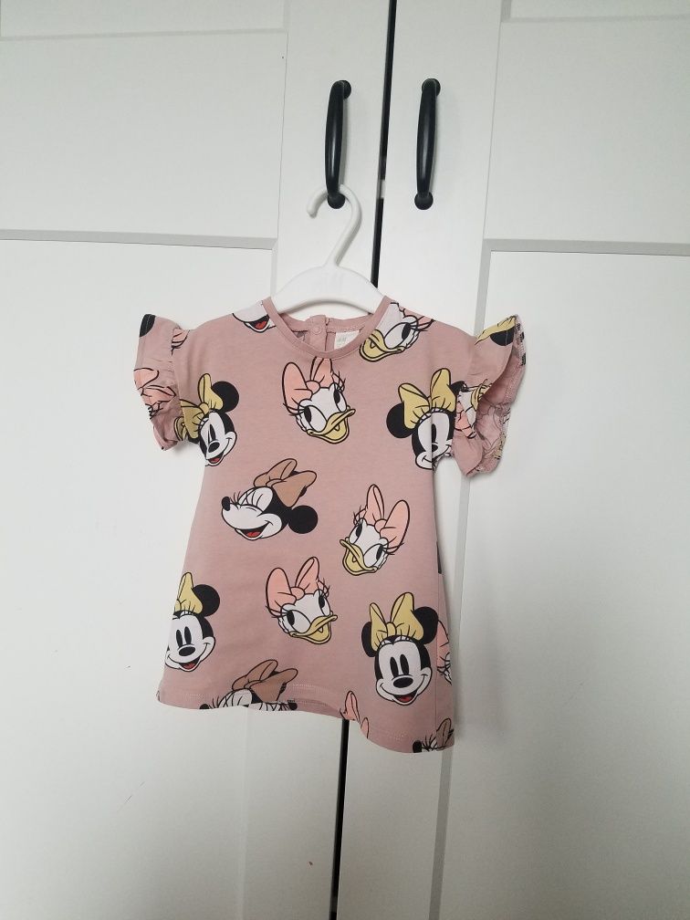 Sukienka H&M 74 Minnie Daisy pudrowy róż dziewczynka