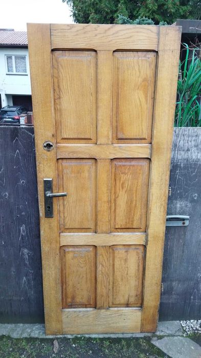 Drzwi Dębowe Wejściowe Zewnętrzne Wąskie 76cm