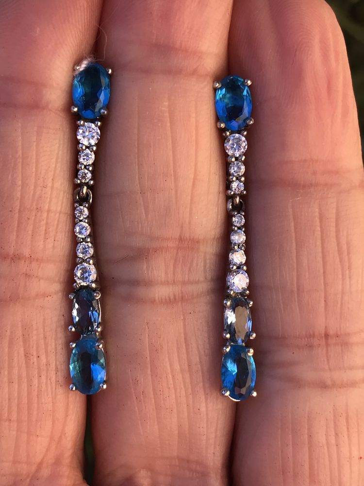 НОВИНКА!!! Ніжні срібні сережки з блакитним кварцем