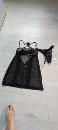 SeXY !Intimissimi Koszulka nocna+stringi !!! Xs-s 34/36 czarna k