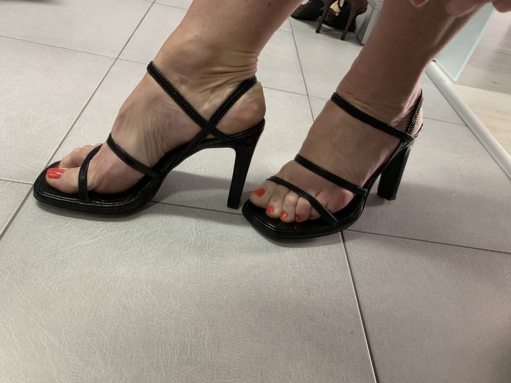 Sexy sandaly sandalki na wysokim obcasie czarne 38
