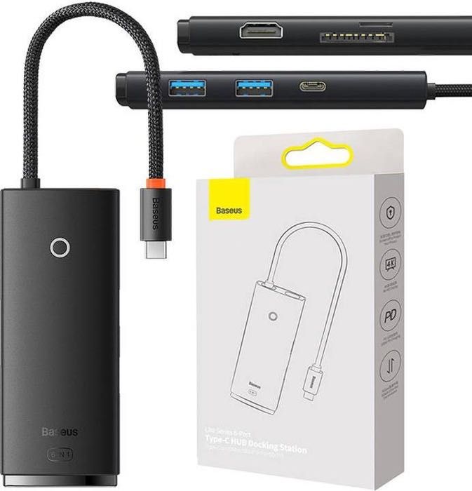 Adapter Hub 6w1 BASEUS do MacBook Air Pro USB-C / HDMI SD / 2x USB 3.0