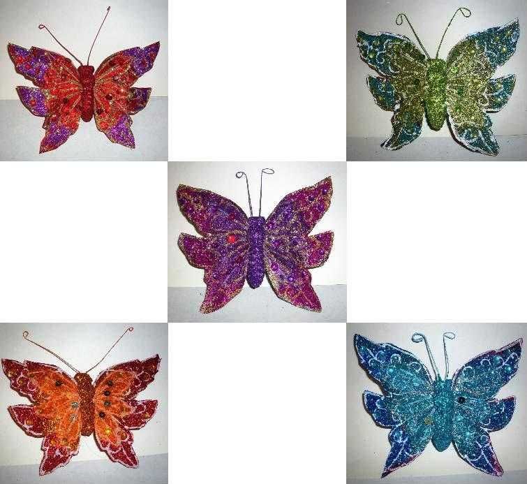 Motyle dekoracyjne, z klipsem, 14 sztuk