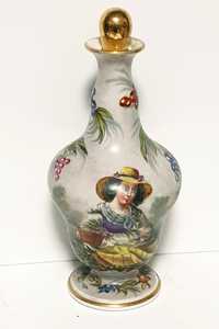 Lindissima antiga garrafa/frasco em porcelana pintada à mão  Sec. XIX