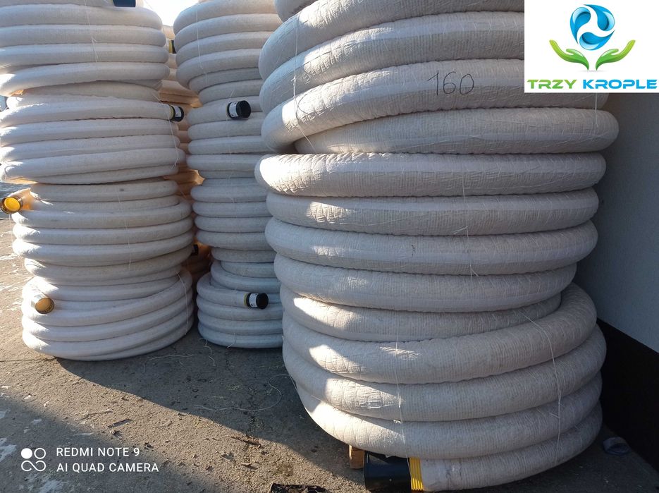 Rura drenarska fi 100 perforowana w otulinie oplocie melioracyjna dren