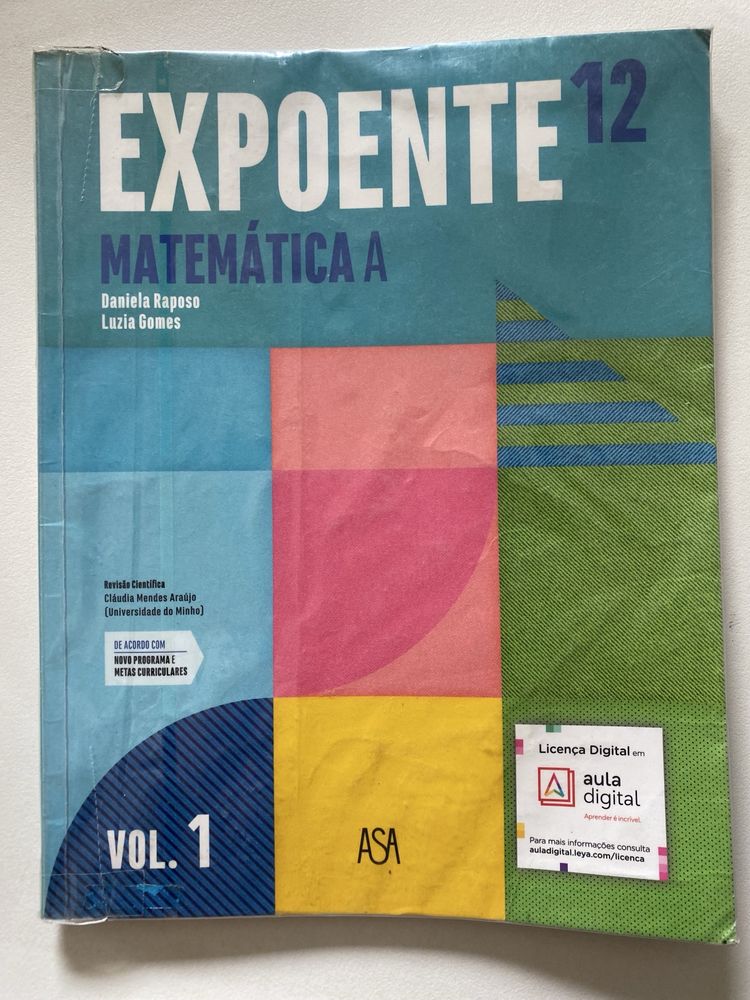 Manuais e caderno fichas Matemática Expoente 12Ano