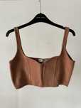 Bluzka crop top na ramiączkach elegancki garniturowy gorset półgorset