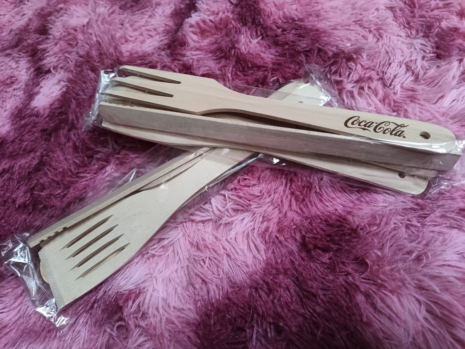 Drewniany komplet na grilla, przybory kuchenne - komplet 5 sztuk