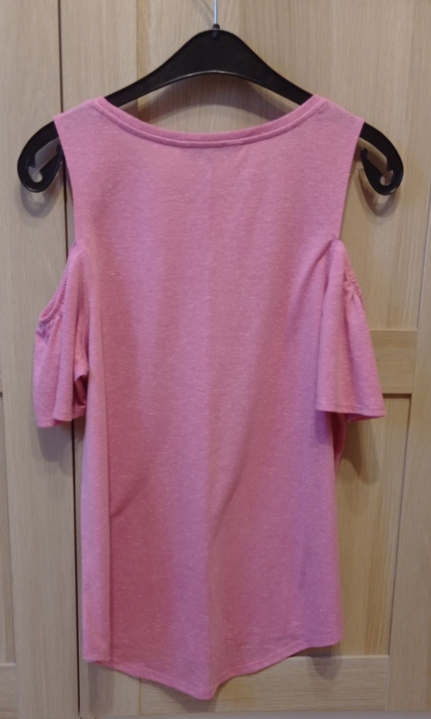 F&F Casual Collection różowa koszulka, odkryte ramiona, r.40