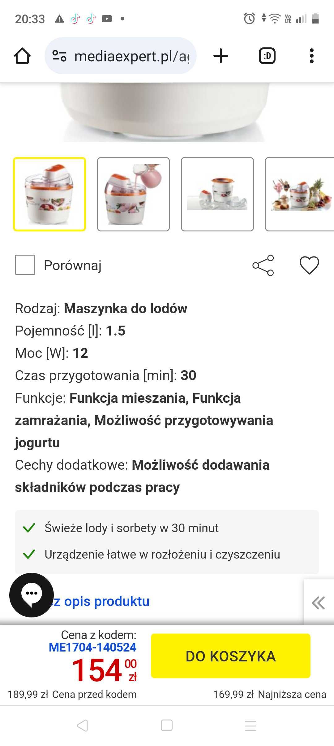 Maszynka do robienia lodów, jogurtów Ariete Gran Gelato 642