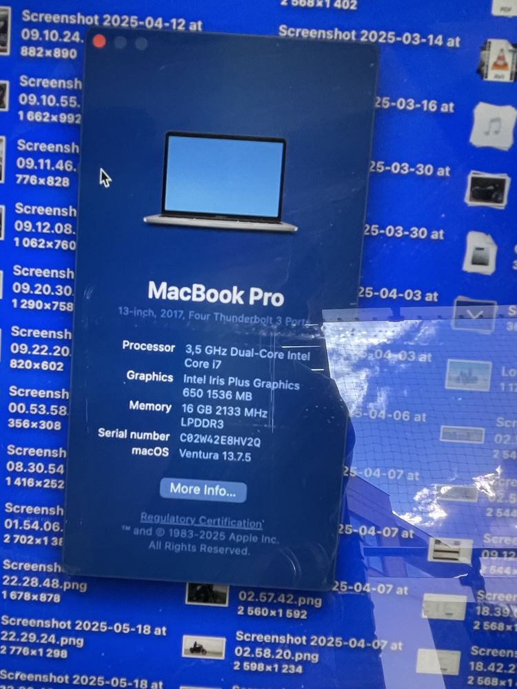 Apple MacBook Pro 13 LAPTOP A1706. intel i7 3,5 ghz