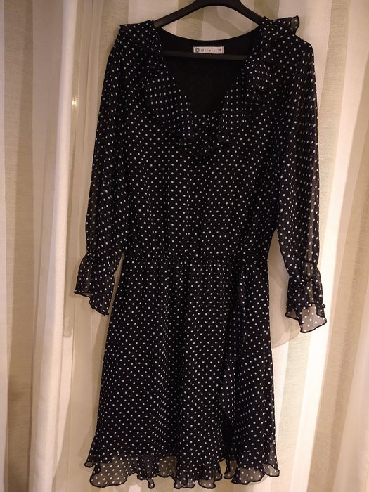 Sukienka granatowa w kropki, M -ka,,Oliwia,(g)