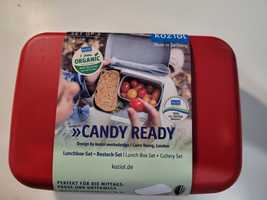 Koziol Zestaw Lunchbox + Sztućce Candy Ready czerwony ze sztućcami