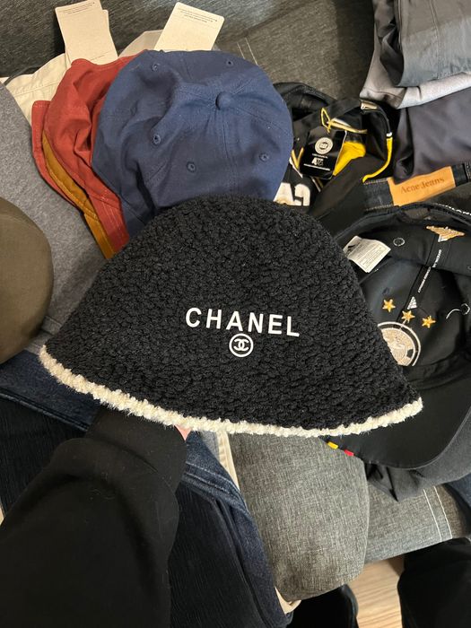 Панама CHANEL оригінал чорна зима унісекс тепла шерпа
