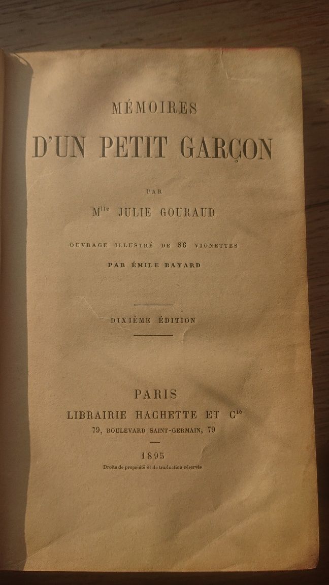 Книга Memoires D'un petit Gargon, 1895 Великолепные иллюстрации! , Par