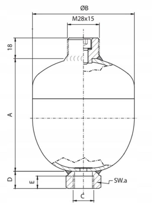 Akumulator hydrauliczny Hydroakumulator 0,5 L 20 B [0220]