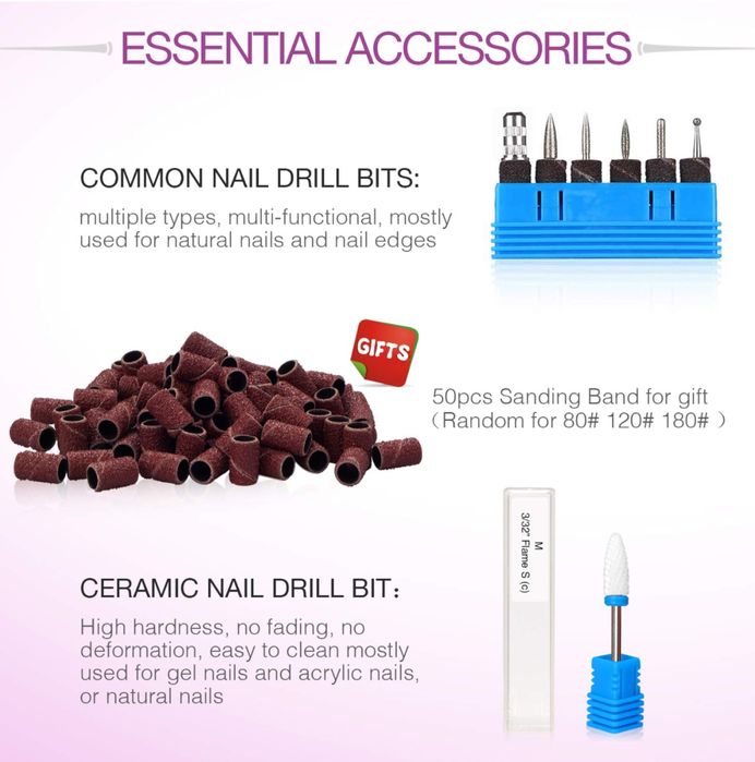 AZ GOGO Profi frezarka do paznokci, zestaw elektryczny, 30000 obr./min