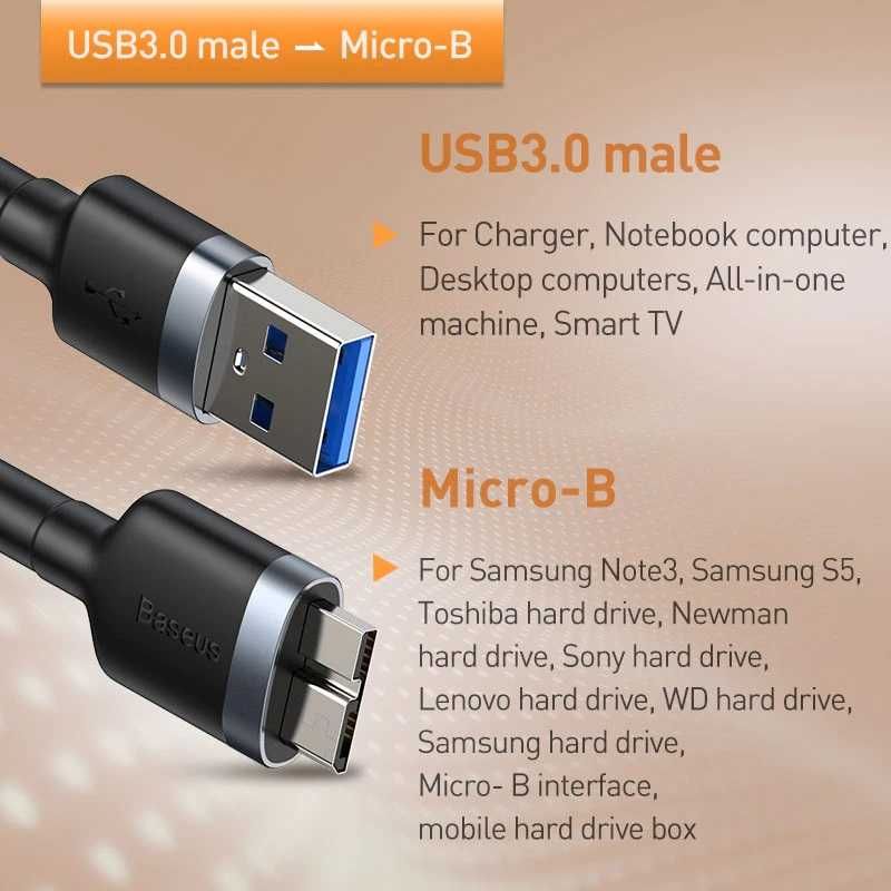 Кабель Baseus Cafule USB 3.0 to Micro-B 2A 1m