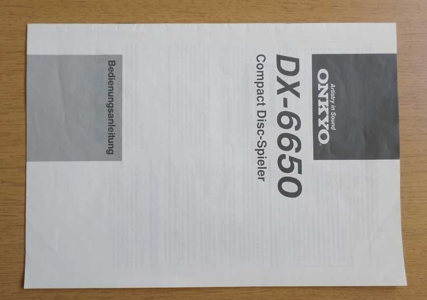 Паспорт(инструкция) от CD проигрывателя Onkyo DX-6650