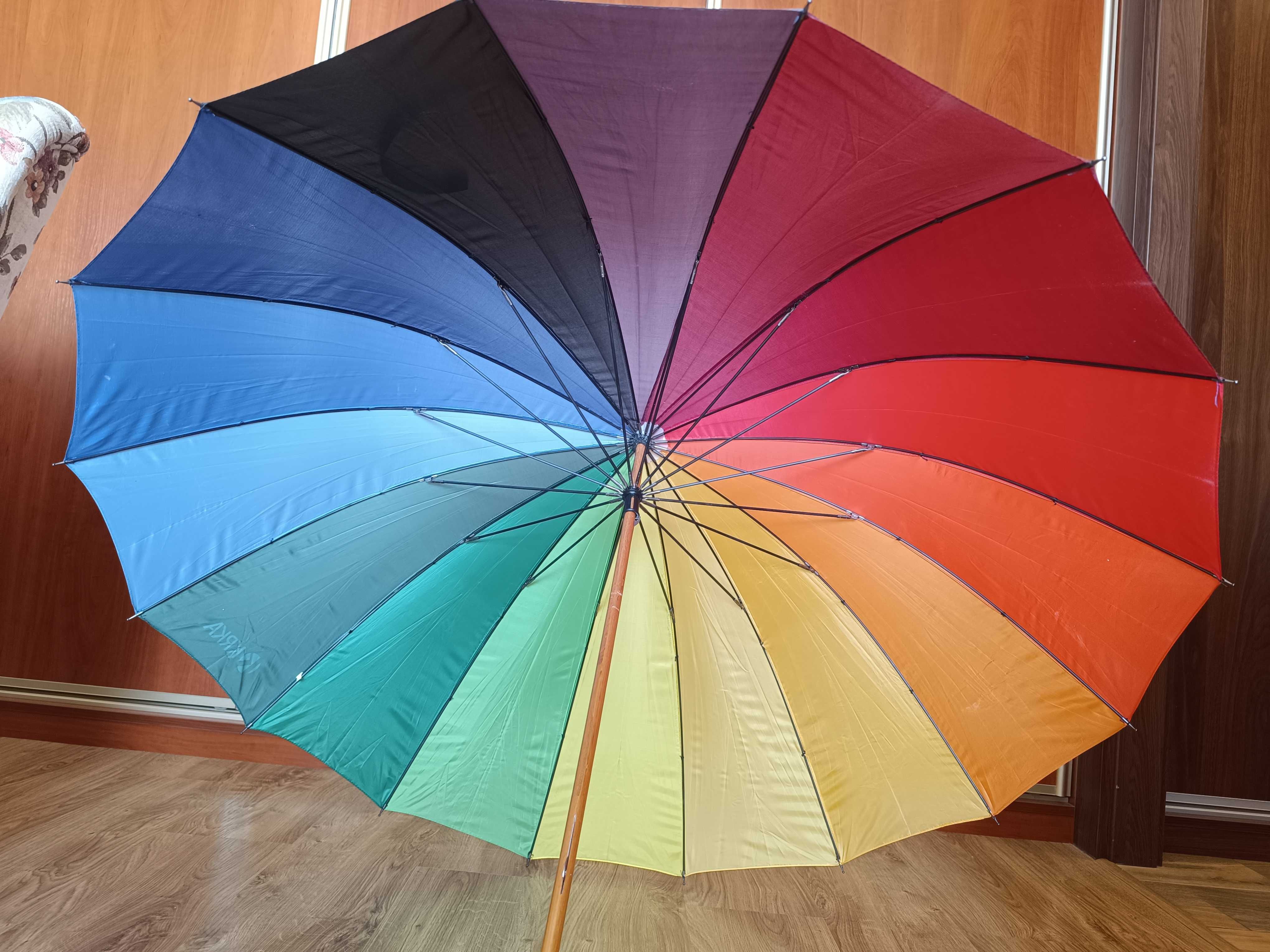 Duży tęczowy parasol, parasol w tęczę, kolorowy parasol Falcone NOWY