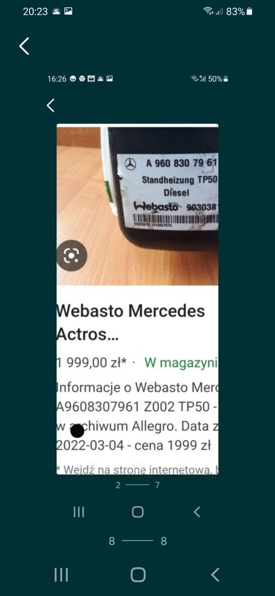Sprzedam Webasto Mercedes TP50
