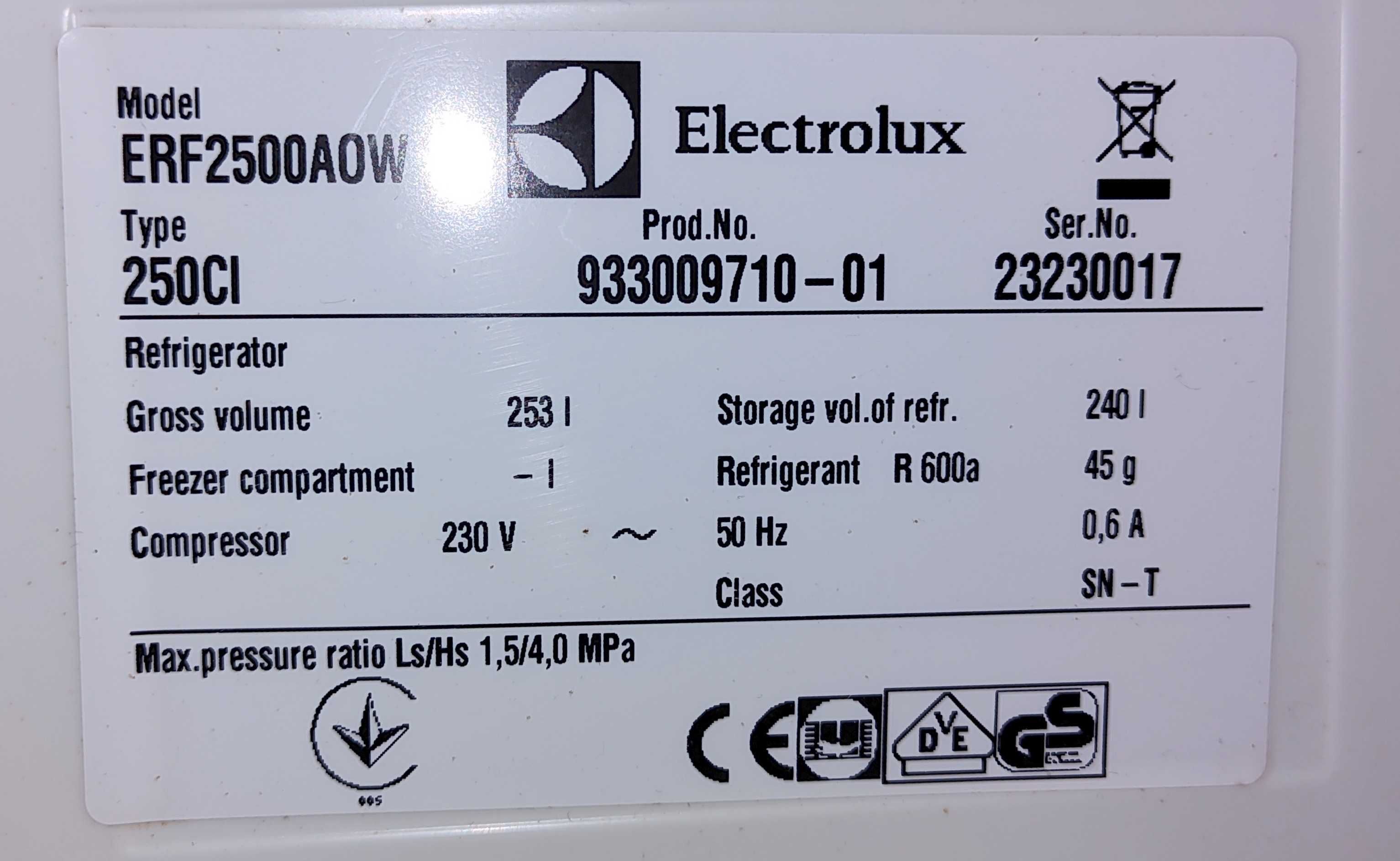 duża chłodziarka ELECTROLUX