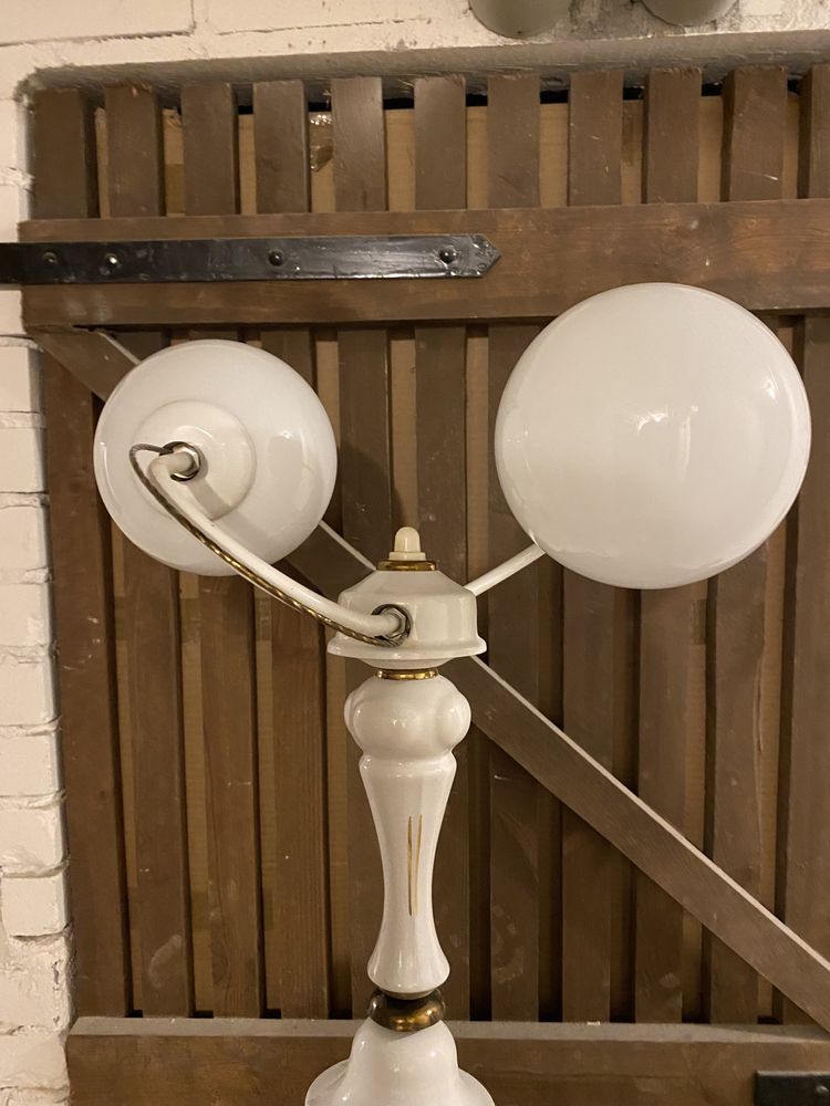Lampa żyrandol biała kule PRL vintage porcelana