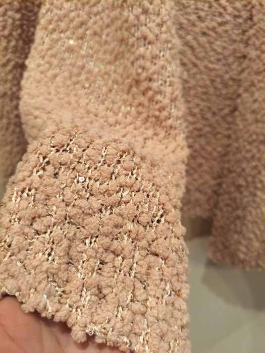 Sweter/ narzutka/ kardigan  z bukli pudrowy róż roz. XL- 2XL