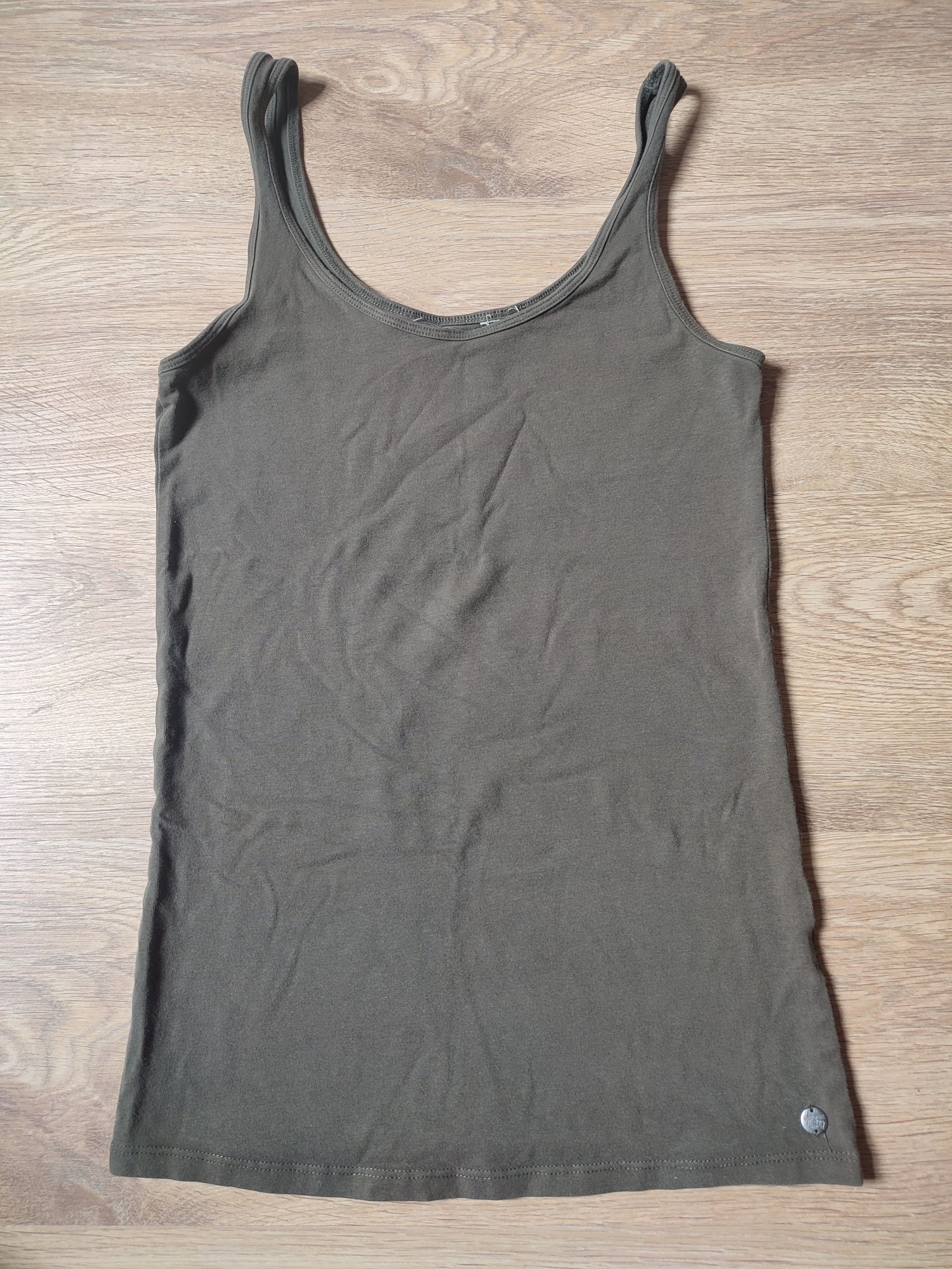 Koszulka na ramiączkach zielona/khaki top bawełniany Garcia Jeans