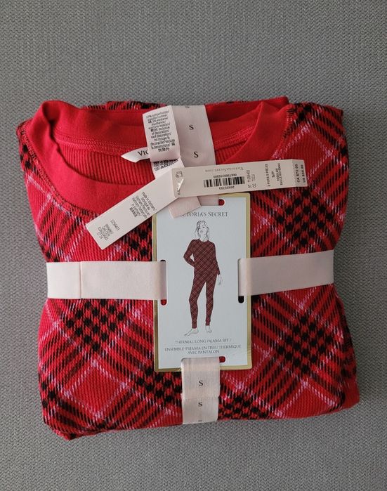 VICTORIA'S SECRET oryginalna z USA pizama thermal czerwona krata S