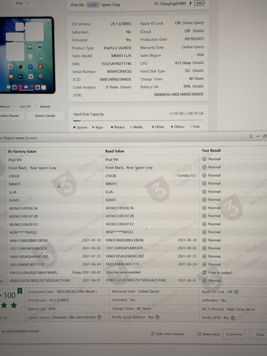 Apple iPad 9th 256gb 4g lte Ідеал 99% батарея A2603