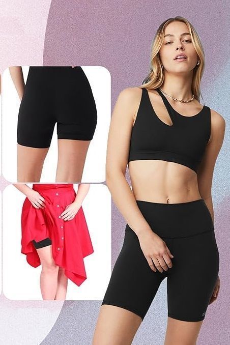 BLONGW Zestaw 3 Damskich Spodenek Sportowych Wysoki Stan Czarne S-M