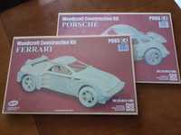 Porsche e Ferrari de madeira