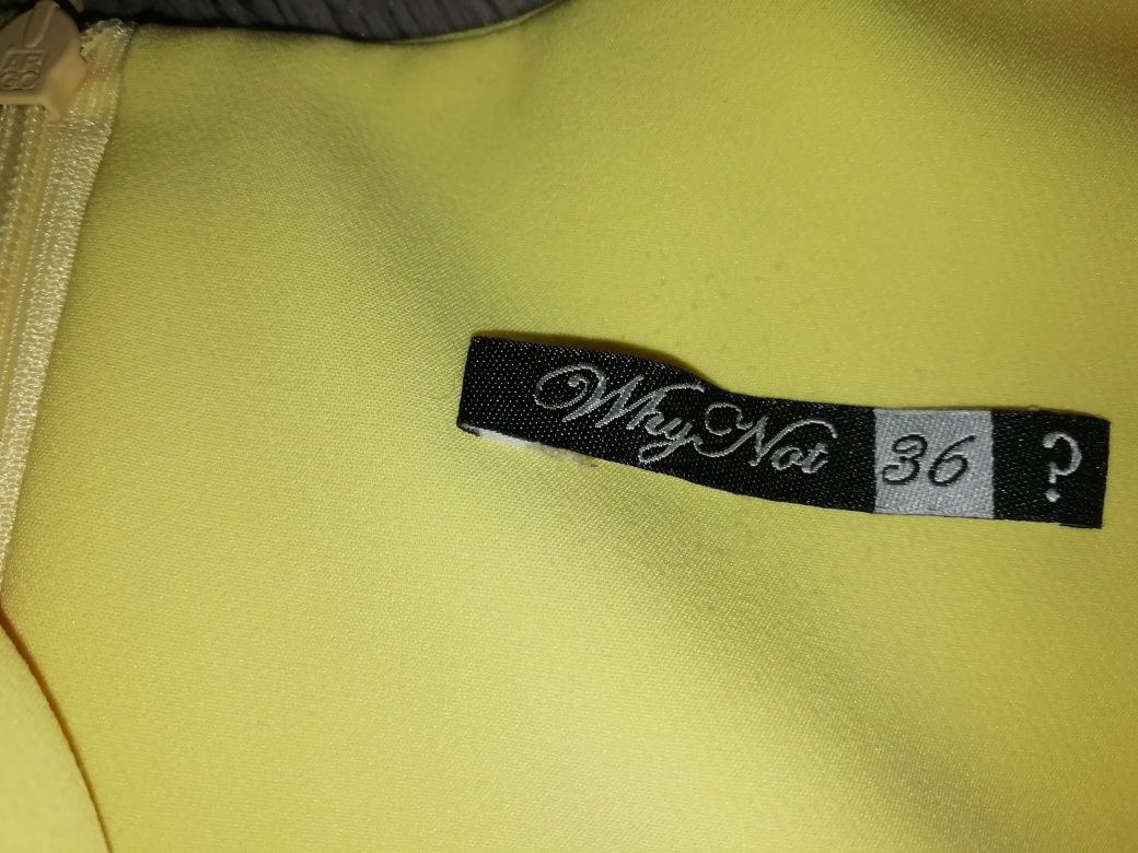 Elegancka żółta sukienka de facto r. 36 wesele chrzest Komunia