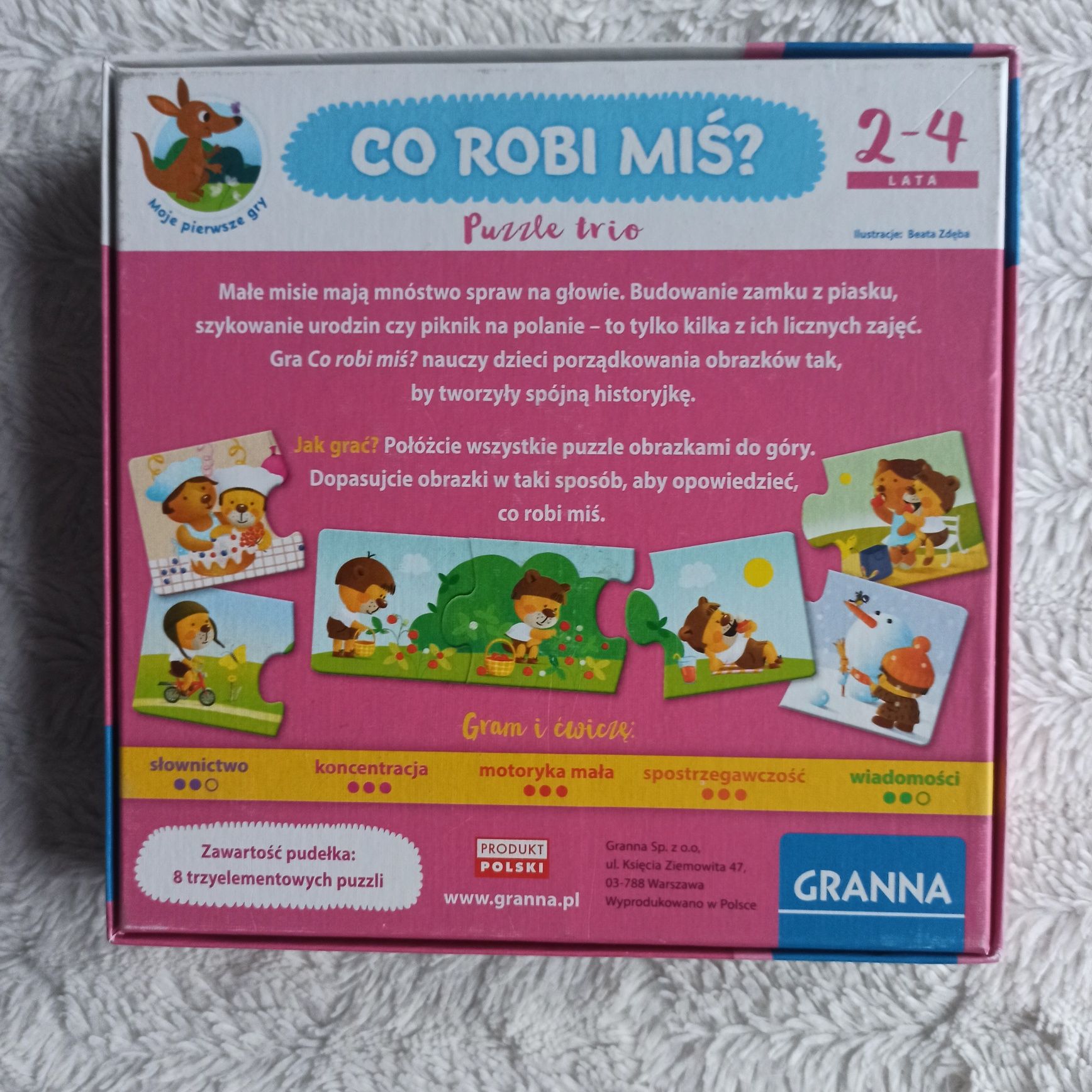 Puzzle gra Granna Co robi miś Nowe 2-4 lata