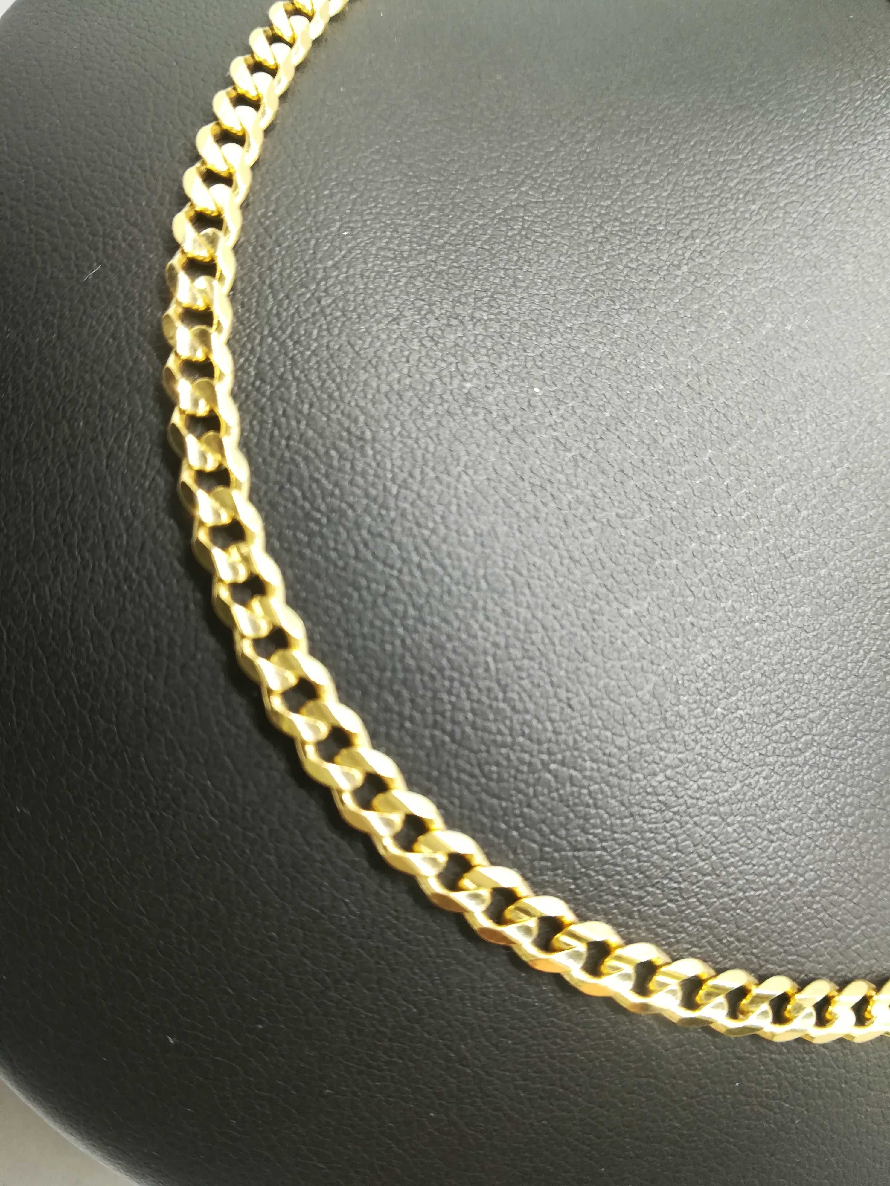 Złoty łańcuszek złoto 585 55 cm pancerka