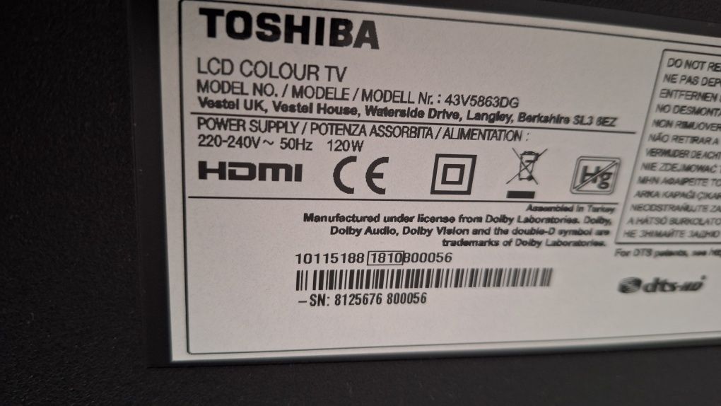 Телевізор Toshiba 43 дюйми
